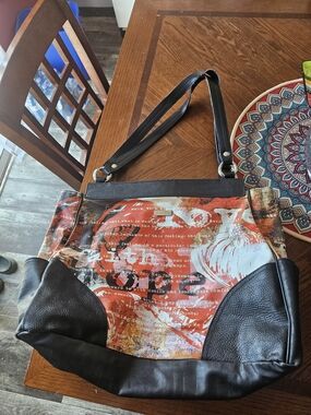Miche Printed Tote Bag in Orange and Black